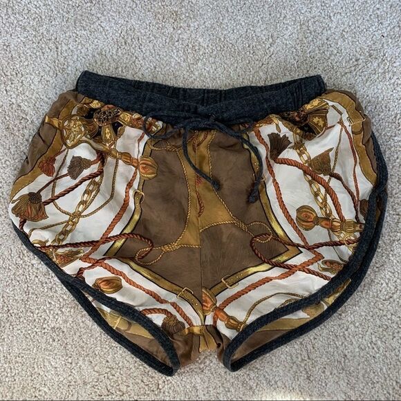 Handmade vintage silk scarf shorts JP size medium